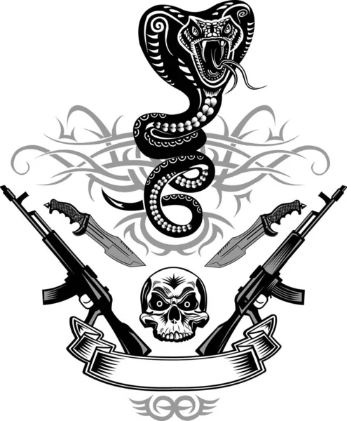 Απεικόνιση Του Τατουάζ Κρανίο Combat — Διανυσματικό Αρχείο