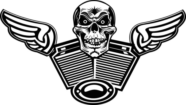 Totenkopfpfeil Und Totenkopf Motorrad — Stockvektor