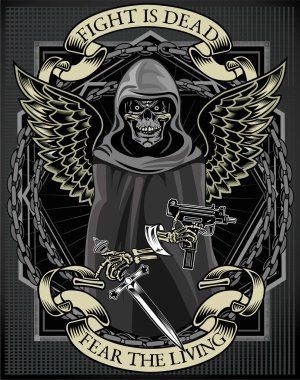 Kafatası ve silahların çizimi