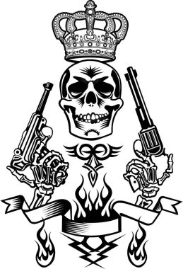 Kurukafa 'nın çizimi, silahlar parabellum