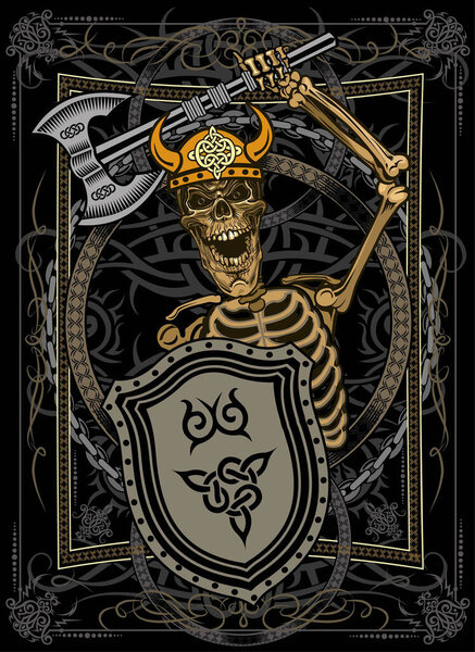 illustration of Skull with ax