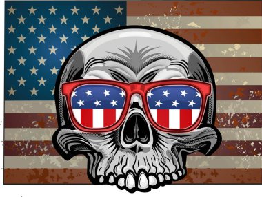 Kafatası ve ABD Bayrağı