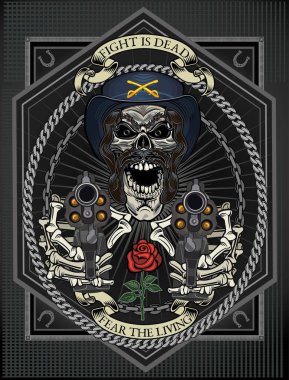 Kafatası ve Amerikan bayrağı. Medeni Wa