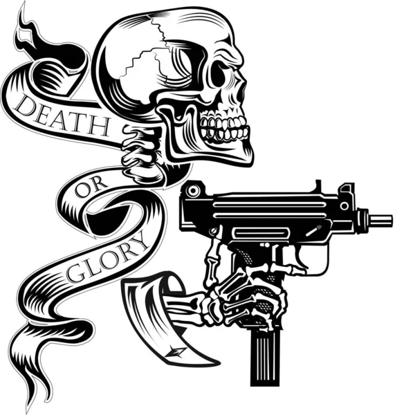 Illustration Squelette Avec Des Fusils — Image vectorielle