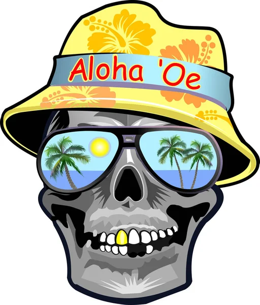 Ilustración Calavera Aloha — Vector de stock