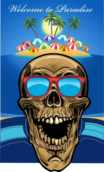 Ilustración Calavera Verano — Vector de stock