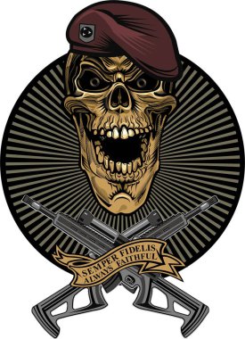 Antika etiket. Kafatası ve Silah 