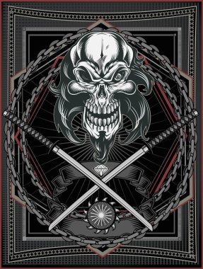 Eski samuray kafatası çizimi