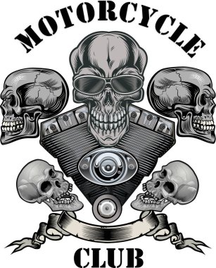 Klasik motosiklet etiketi. Kurukafa ve Motor