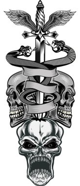 Kafatası dövmesi. Şerefsizlikten Önce Ölüm. 