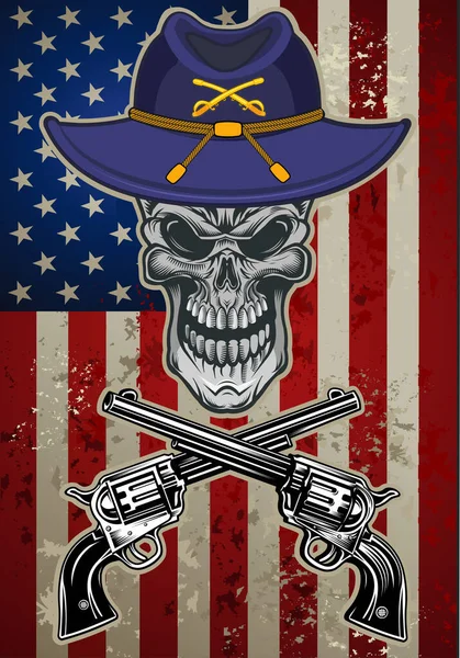 Skull Guns Usa Flag — Stock Vector