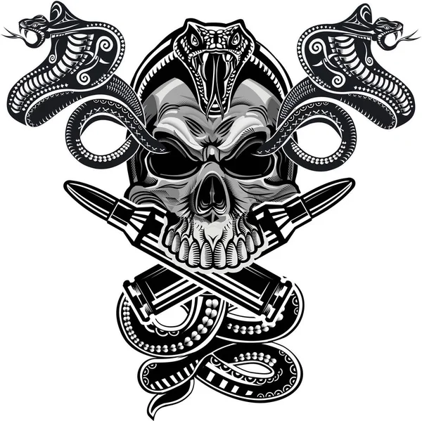 Illustratie Van Skull Tattoo Combat — Stockvector