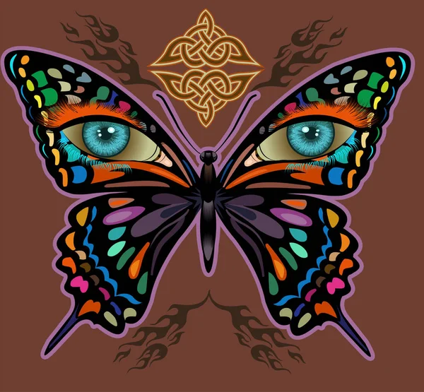 Красивые Глаза Девушки Крыльями Бабочки — стоковый вектор