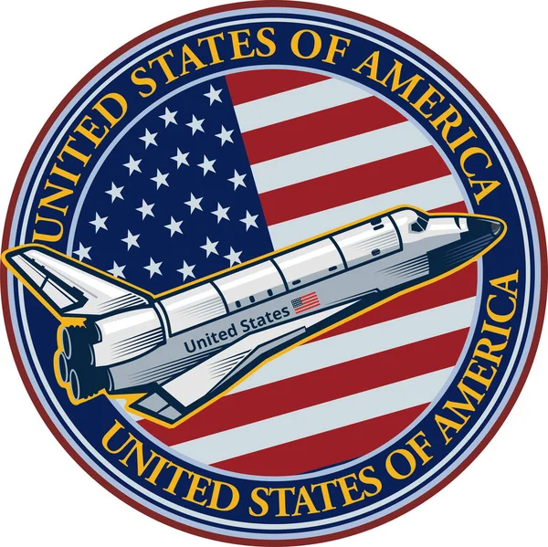 Vaivém Espacial Americano Bandeira Dos Eua Cartaz Arte Conceitual Dedicado — Vetor de Stock