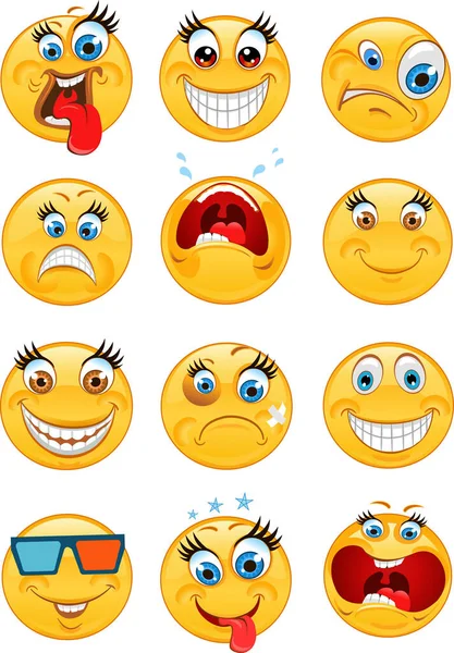 Emoticon Vector Stil Lächeln Gesicht Symbole — Stockvektor