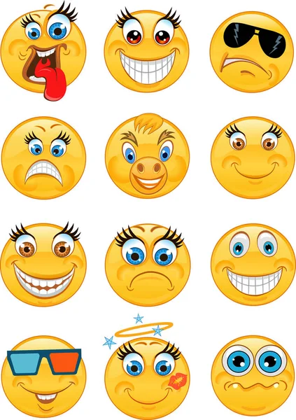 Emoticon Vektor Stil Leende Ansikte Ikoner — Stock vektor