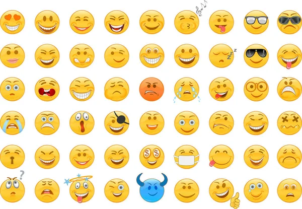 Emoticon Estilo Sonrisa Cara Iconos — Vector de stock