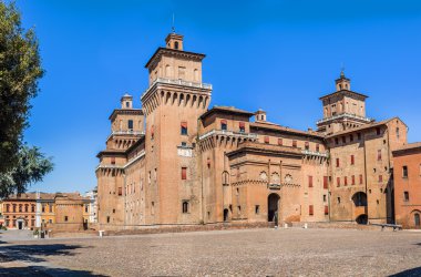 Estense Ferrara castle. Emilia-Romagna. İtalya.