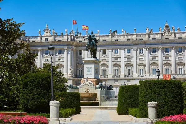 Plaza Oriente Square Madrid Spain East Facade Royal Palace Madrid — Stock Photo, Image