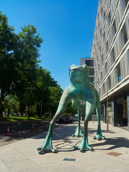 Madrid Espanha Julho 2021 Estátua Fortune Frog Rana Fortuna Frente — Fotografia de Stock