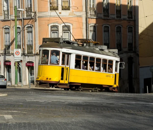 Lisbon tram in Bairro Alto district, Lisbon. Royalty Free Stock Images