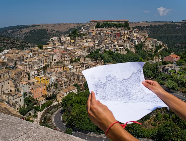 Ragusa Ibla 도시 풍경입니다. 시 실리, 이탈리아. — 스톡 사진