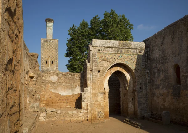 Mezquita y minarete arruinados de Chellah necrópolis. Rabat. Marruecos . — Foto de Stock