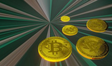 Bitcoin altın para arka planı. Kripto para birimi konsepti. 3B görüntüleme