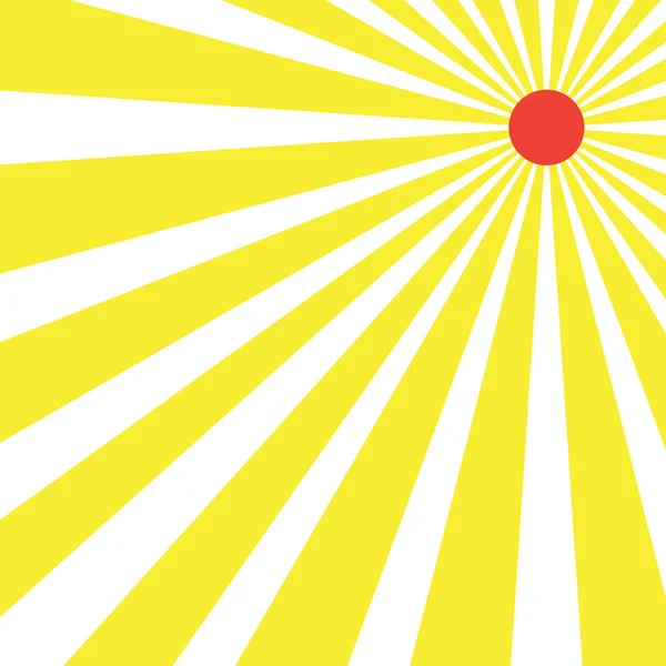 Rayo Rayas Amarillas Abstracto Con Fondo Sol Rojo Diseño Plano — Vector de stock
