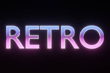 Vintage style RETRO metin neon işareti. 80 'lerin parlayan ampullü afiş şablonu. 3B görüntüleme