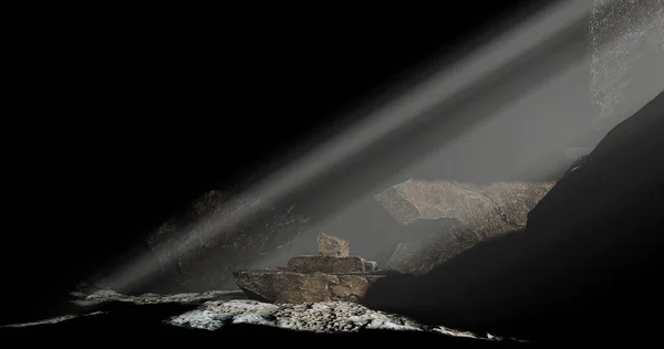 Промені Сонячного Світла Печеру Світло Світить Скелям — стокове фото