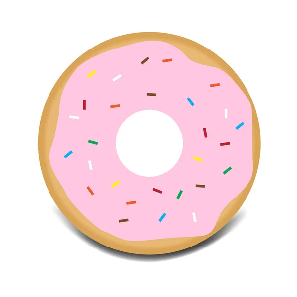 Sweet Roze Geglazuurde Donut Met Topping Vector Icoon — Stockvector