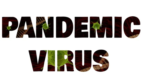 Pandemie Virus Wortumschlag Auf Virusbild Auf Weißem Hintergrund Design Von — Stockvektor