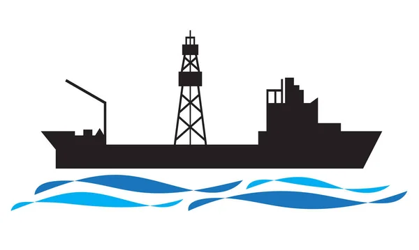 Vector Del Logotipo Nave Perforación Icono Industria Del Petróleo Gas — Archivo Imágenes Vectoriales