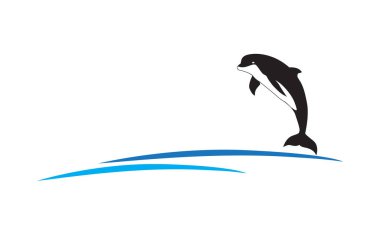 Okyanus şablonunda dalga olan yunus atlama logosu taşıyıcısı