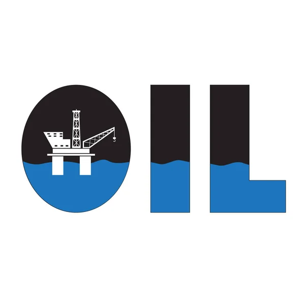 Industria Petrolera Offshore Platform Logo Vector Negocio — Archivo Imágenes Vectoriales