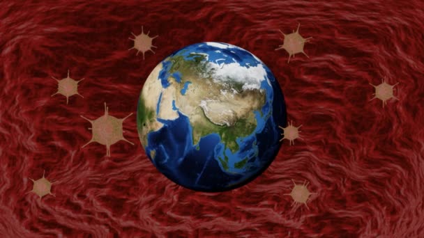 Rendre Planète Terre Tournant Parmi Les Virus — Video