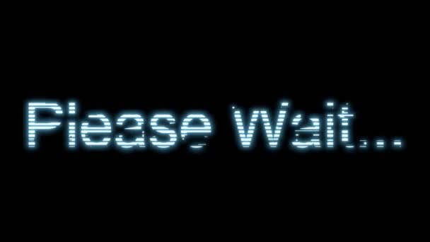 Please Wait Text Animation Loading Waiting Transfer Blue Light Digital — Stock Video