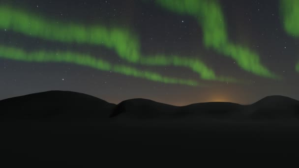 Aufnahmen Von Polarlichtern Mit Grüner Farbe Nachthimmel Zeitraffer Animation — Stockvideo