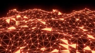 Triangle plexus geometrik arkaplan. Soyut kırmızı dinamik arkaplan canlandırması