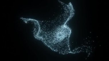 Soyut hareket eden parçacıklar. Uçan toz bulutu animasyonu.