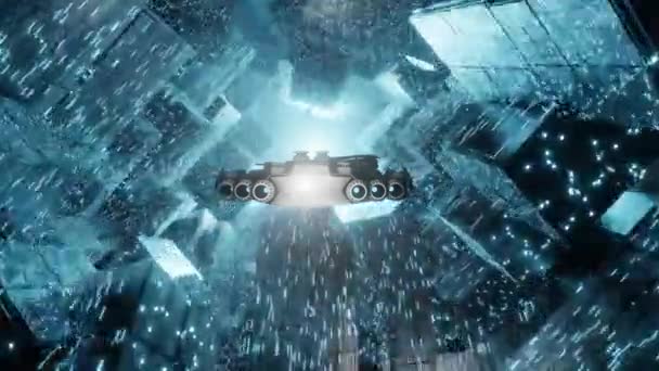 Statek Kosmiczny Lecący Tła Sci Stacji Kosmicznej Płynna Animacja Sci — Wideo stockowe