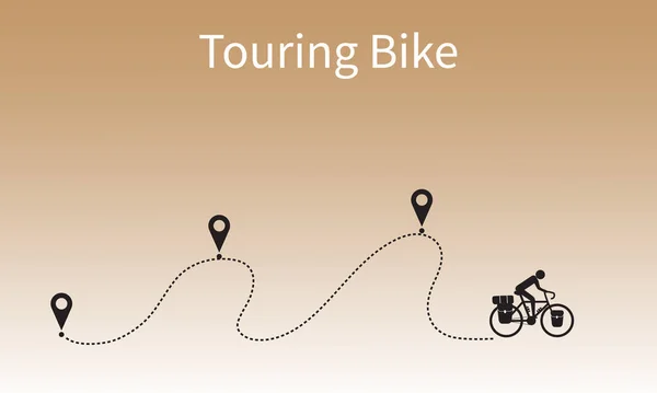 Escursioni Bicicletta Cicloturisti Viaggiano Sul Percorso Gps Destinazione Biker Avventura — Vettoriale Stock