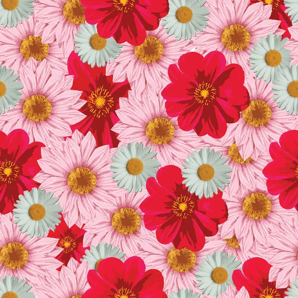 Seamless Floral Pattern Repeat Colorful Flower Background Vector Illustration Design — Stockový vektor