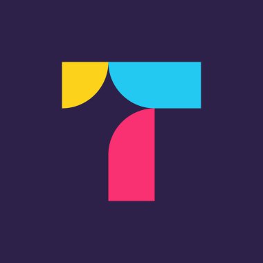 T harfinin logosunu görmeniz gerekir. Simgesi tasarım. Şablon öğeleri - vektör işareti