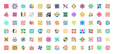 Soyut logo koleksiyonu. Geometrik soyut logolar. Simge tasarımı