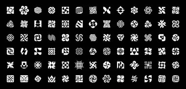 Soyut logo koleksiyonu. Geometrik soyut logolar. Simge tasarımı