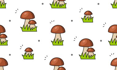 Mantarsız mantar deseni. Vektör el çizimi resimleme
