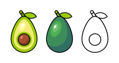 Avokado ikonu. Beyaz arkaplanda izole