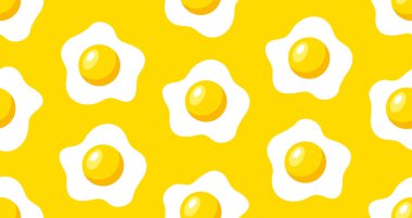 Kızarmış yumurta dikişsiz desen. Vektör el çizimi resimleme